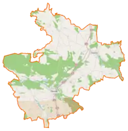 Mapa konturowa powiatu obornickiego, blisko centrum na prawo znajduje się punkt z opisem „Promenada”