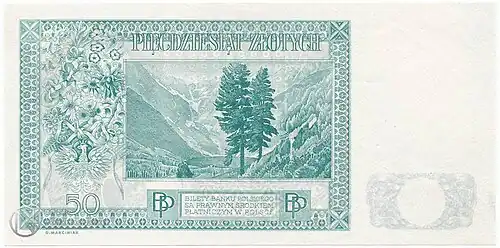 próba druku 50 złotych rewers