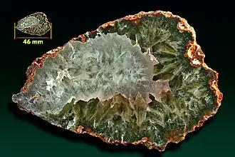 Prasiolit jako strefa krustalna - Sokołowiec, Polska.