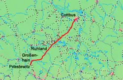 Mapa przebiegu linii kolejowej 6253