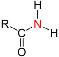 Grupa amidowa, w której atom azotu nie jest podstawiony żadną grupą funkcyjną i połączony jest z dwoma atomami wodoru, a jedna grupa funkcyjna (R) przyłączona jest do atomu węgla grupy karbonylowej