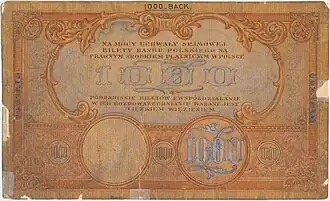Awers projektu 1000 złotych
