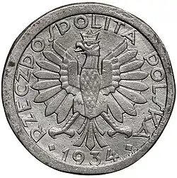 Projekt 10 złotych 1934 Nike wybity w bizmucie awers