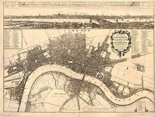 Mapa Londynu sprzed wielkiego pożaru (1675)