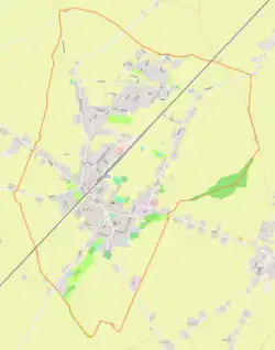 Mapa konturowa Pruszcza, blisko centrum na lewo znajduje się punkt z opisem „Pruszcz Pomorski”