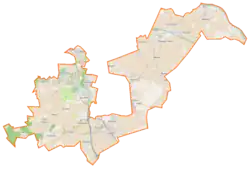 Mapa konturowa gminy wiejskiej Pruszcz Gdański, blisko centrum na lewo znajduje się punkt z opisem „Rotmanka”