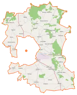 Mapa konturowa gminy wiejskiej Przasnysz, na dole po lewej znajduje się punkt z opisem „Golany”