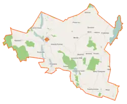 Mapa konturowa gminy Przerośl, blisko centrum na lewo u góry znajduje się punkt z opisem „Przerośl”