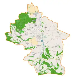 Mapa konturowa gminy Przeworno, na dole znajduje się punkt z opisem „Sarby”