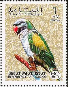 Aleksandretta chińska na znaczku pocztowym