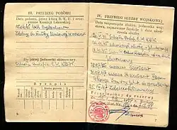 Książeczka Wojskowa żołnierza Pułku Ochrony Rządu 1945.