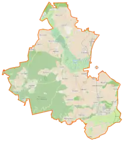 Mapa konturowa gminy wiejskiej Puck, u góry po prawej znajduje się punkt z opisem „Swarzewo”