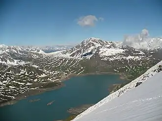 Południowy stok Pointe de Clairy i jezioro Mont-Cenis