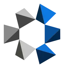 Kwarc α, para łańcuchów spiralnych wokół sześciokątnego kanału, widok wzdłuż osi c (oś 3-krotna)