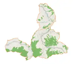 Mapa konturowa gminy Raba Wyżna, na dole nieco na lewo znajduje się punkt z opisem „Harkabuz”