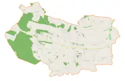 Mapa konturowa gminy Racławice, u góry po lewej znajduje się punkt z opisem „Opalonki”