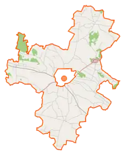 Mapa konturowa gminy wiejskiej Raciąż, blisko centrum na prawo znajduje się punkt z opisem „Kossobudy”