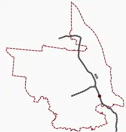 Mapa konturowa gminy Police, na dole po prawej znajduje się punkt z opisem „Police”