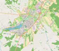 Mapa konturowa Rawy Mazowieckiej, u góry znajduje się punkt z opisem „Zamkowa Wola”