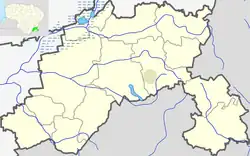 Mapa konturowa rejonu solecznickiego, blisko prawej krawiędzi na dole znajduje się punkt z opisem „Narwiliszki”