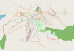 Mapa konturowa Reska, blisko centrum na prawo u góry znajduje się punkt z opisem „Resko Północne Wąskotorowe”