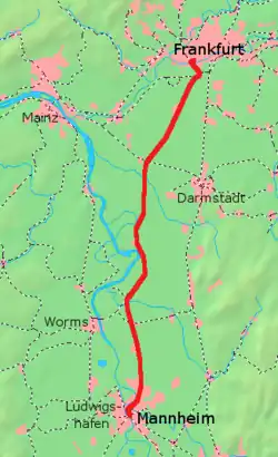 Mapa przebiegu linii kolejowej