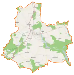 Mapa konturowa gminy Rogoźno, po lewej znajduje się punkt z opisem „Promenada”