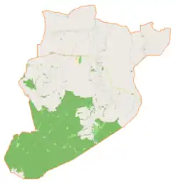 Mapa konturowa gminy Rokietnica, blisko centrum u góry znajduje się punkt z opisem „Rokietnica”