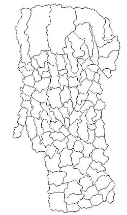 Mapa konturowa okręgu Ardżesz, blisko centrum na dole znajduje się punkt z opisem „Pitești Sud”