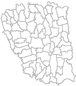 Mapa konturowa okręgu Gałacz, po lewej znajduje się punkt z opisem „Tecuci”