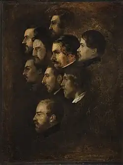 Romuald Chojnacki, Portret kolonii polskiej w Rzymie﻿(inne języki), olej na tekturze, 1844