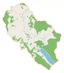 Mapa konturowa gminy Ropa, blisko centrum u góry znajduje się punkt z opisem „Folwark”