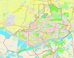 Mapa konturowa Rostowa nad Donem, na dole nieco na prawo znajduje się punkt z opisem „Rostow Ariena”