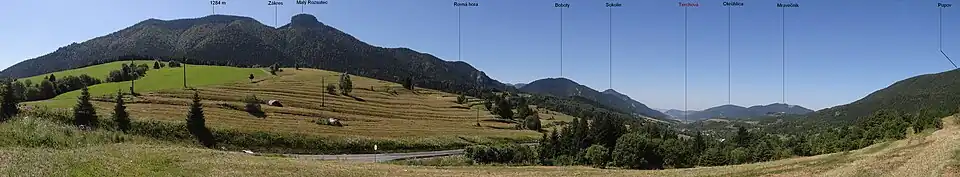 Panorama widokowa z okolic przełęczy w kierunku południowym i zachodnim