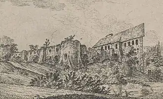 Ruiny zamku około 1838