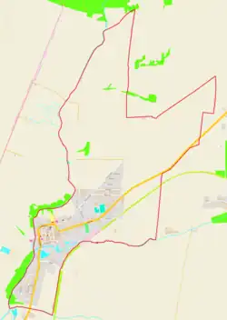 Mapa konturowa Rychtala, na dole po lewej znajduje się punkt z opisem „Parafia Męczeństwa Świętego Jana Chrzciciela”