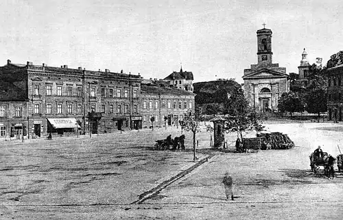 Rynek pod koniec XIX wieku i poprzedni kościół