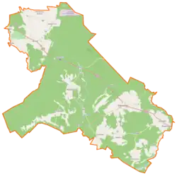 Mapa konturowa gminy Rzeczenica, na dole znajduje się punkt z opisem „Gockowo”