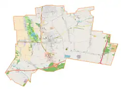 Mapa konturowa gminy Rzgów, po prawej znajduje się punkt z opisem „Kalinko”