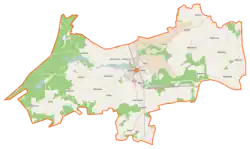 Mapa konturowa gminy Sępólno Krajeńskie, u góry po lewej znajduje się punkt z opisem „Lutowo”