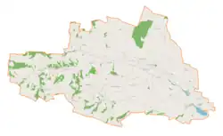 Mapa konturowa gminy Słaboszów, w centrum znajduje się punkt z opisem „Janowice”
