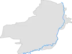 Mapa konturowa Sławkowa, u góry znajduje się czarny trójkącik z opisem „Gieraska”