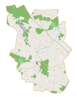 Mapa konturowa gminy Sławno, u góry po lewej znajduje się punkt z opisem „Unewel”