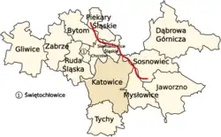 Mapa przebiegu linii kolejowej KP 201