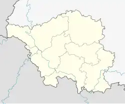 Mapa konturowa Saary, na dole nieco na prawo znajduje się punkt z opisem „Uniwersytet Kraju Saary”