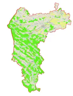 Mapa konturowa rejonu samborskiego, blisko centrum u góry znajduje się punkt z opisem „Stary Sambor”