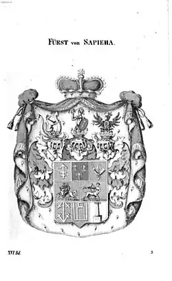 Herb Sapieha VIII z herbarza Siebmachera (1831–1868).