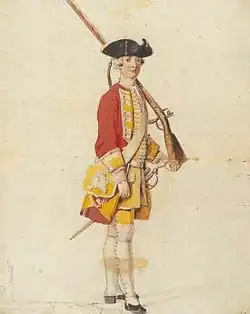 Piechur saski z czasów Augusta II Mocnegow trikornie