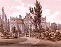 Litografia przedstawiająca pałac z XIX wieku