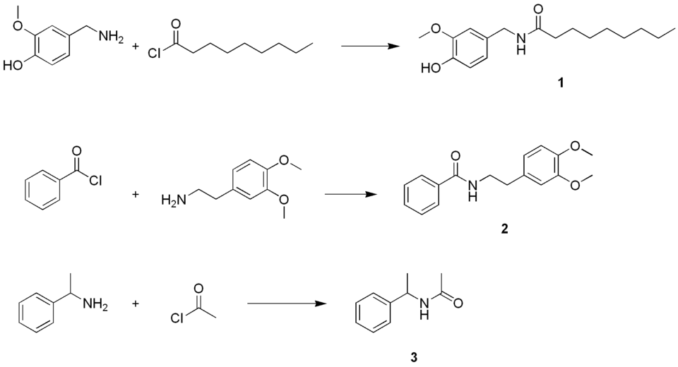 Procedury syntetyczne z zastosowaniem reakcji Schottena-Baumanna